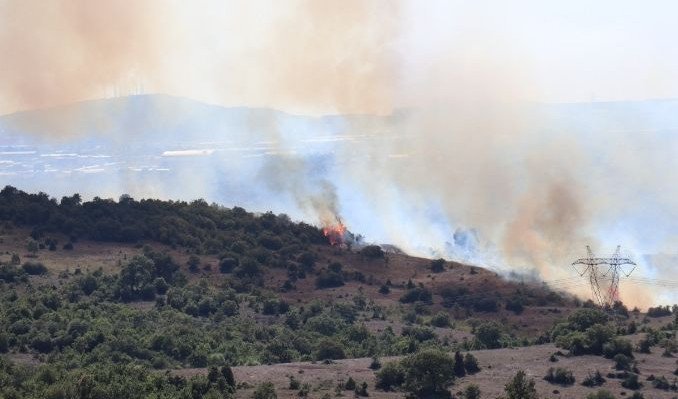 Gebze'deki orman yangınına havadan ve karadan müdahale